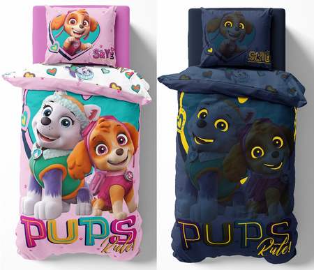 PSI PATROL SKYE PIESKI POŚCIEL ŚWIECĄCA W CIEMNOŚCI ŚWIECI 140x200