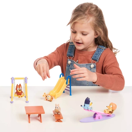 BLUEY BINGO PIESKI ZESTAW PLAC ZABAW PARK HUŚTAWKA ZJEŻDZALNIA FIGURKI