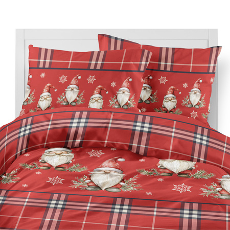 POŚCIEL ŚWIĄTECZNA ŚWIĘTA CZERWONA KRASNAL KRATA BAWEŁNA FLANELA 160X200