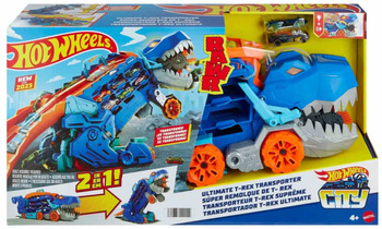 HOT WHEELS CITY MEGA TRANSPORTER T-REX ZESTAW DUŻY POJAZD DINOZAUR