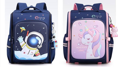 JEDNOROŻEC TORNISTER PLECAK SZKOLNY A4 + BRELOK