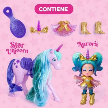 KOOKYLOOS ZESTAW STAR UNICORN GWIEZDNY JEDNOROŻEC LALKA AURORA