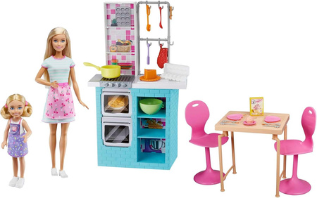BARBIE WSPÓLNE PIECZENIE ZESTAW 2 LALKI I AKCESORIA SIOSTRY KUCHNIA HBX03