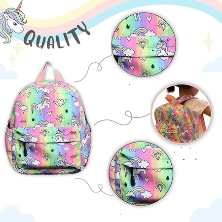 JEDNOROŻEC PLECAK PLECACZEK DLA DZIECI DO PRZEDSZKOLA KIESZONKI NA BIDON