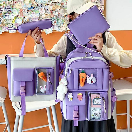 PLECAK SZKOLNY KRÓLIK MIŚ TORNISTER ZESTAW PIÓRNIK TORBA 4w1