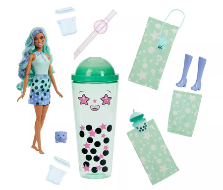 Barbie Pop Reveal Zielona herbata Bubble Tea Pachnąca lalka modowa