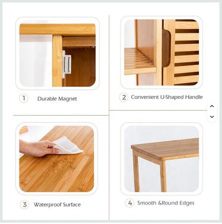 REGAŁ ŁAZIENKOWY SZAFKA KOMODA Z PÓŁKAMI PÓŁKI REGAŁ BAMBUSOWY