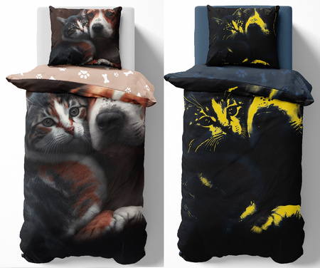 PIES KOT PIESEK KOTEK GOLDEN POŚCIEL ŚWIECĄCA ŚWIECI 140x200