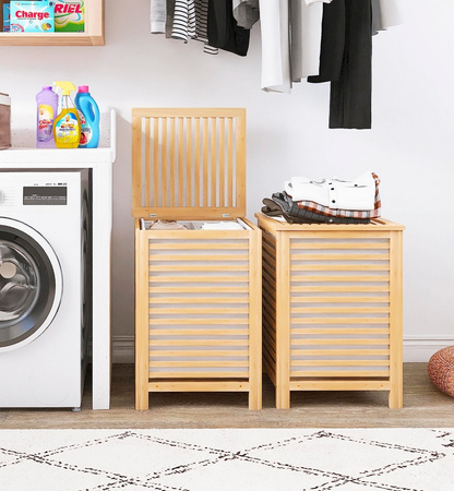 Kosz na pranie bambusowy jednokomorowy BAMBOO 40x40x57cm