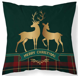 Poszewka Jasiek 40x40 Ozdobna Renifer Krata Świąteczna + Wkład