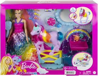 BARBIE DREAMTOPIA LALKA KSIĘŻNICZKA + JEDNOROŻEC I AKCESORIA  GTG01