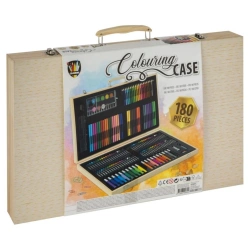 DUŻY ZESTAW ARTYSTYCZNY W WALIZCE DREWNIANEJ 180 PCS 