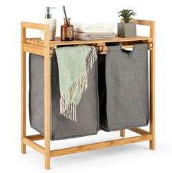 Kosz na pranie bambusowy 2-komorowy BAMBOO łazienka blielizna worki