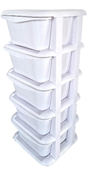 PLASTIKOWY POJEMNIK REGAŁ KOSZ NA ZABAWKI SZAFKA SZUFLADY 5 PÓŁEK KÓŁKA