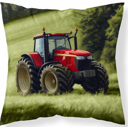 Poduszka Jasiek 40x40 Zielona Czerwony Traktor Dla Chłopca + Wkład