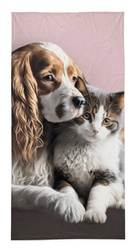 PIES PIESEK KOT KOTEK RĘCZNIK KĄPIELOWY PLAŻOWY DZIECIĘCY MŁODZIEŻOWY BASEN