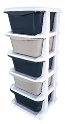 PLASTIKOWY POJEMNIK REGAŁ KOSZ NA ZABAWKI SZAFKA SZUFLADY 5 PÓŁEK