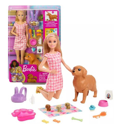 LALKA BARBIE NARODZINY PIESKÓW Lalka + 4 pieski HCK75