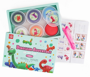 MASA PLASTYCZNA ZESTAW 6 SZTUK SUPER CLAY PIANKOLINA DINOZAURY