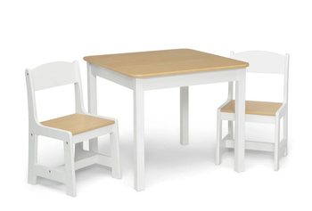 STOLIK DREWNIANY BIAŁY STÓŁ 2 KRZESŁA DLA DZIECI MEBLE DZIECIĘCE