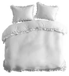 Pościel z Falbaną 160x200cm 100% BAWEŁNA Pościel w Stylu BOHO Kolor BIAŁY