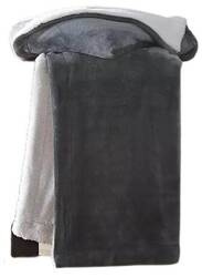 SIWY SZARY CIEPŁY KOC PLED SHERPA NARZUTA 