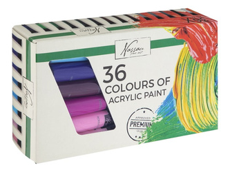 FARBY AKRYLOWE DUŻY ZESTAW FARB AKRYLOWYCH 36x20ml FARBA AKRYLOWA BIAŁA 36