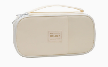  PIÓRNIK WIELOFUNKCYJNY SASZETKA KOSMETYCZKA TRZYKOMOROWA SZKOLNY KREMOWY