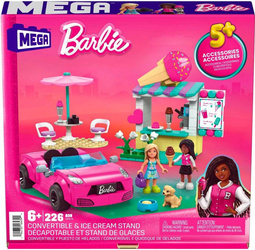 MEGA BLOKS KLOCKI BARBIE zestaw klocków KABRIOLET I STOISKO Z LODAMI