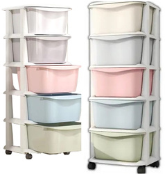 PLASTIKOWY POJEMNIK REGAŁ KOSZ NA ZABAWKI SZAFKA SZUFLADY 5 PÓŁEK