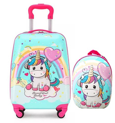 JEDNOROŻEC UNICORN ZESTAW WALIZKA KABINOWA DZIECI BAGAŻ PODRÓŻNA + PLECAK