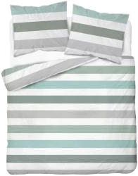 Pościel Satynowa 160x200 Biała Szara Zielona Pasy Home Satin