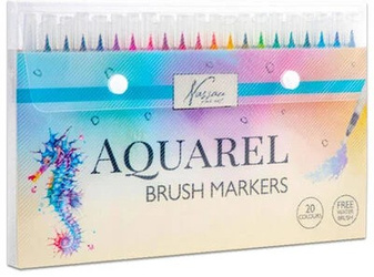 MARKERY AKWARELOWE WODNE MAZAKI FLAMASTRY PISAKI PĘDZELKOWE ZESTAW 20 szt