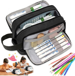 DUŻY PIÓRNIK WIELOFUNKCYJNY SASZETKA KOSMETYCZKA CZTEROKOMOROWY SZKOLNY