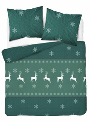 POŚCIEL ŚWIĄTECZNA ŚWIĘTA ZIELONA RENIFER FLANELA 160X200