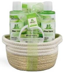 ZESTAW KOSMETYKÓW KOSZ PREZENTOWY ŚWIĄTECZNY CIAŁA I KĄPIELI ALOES 