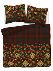 POŚCIEL ŚWIĘTA ŚWIĄTECZNA KRATKA BAWEŁNA SATYNOWA 160X200 GWIAZDKA 