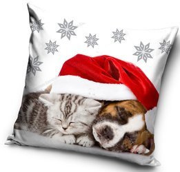 PODUSZKA ŚWIĄTECZNA ŚWIĘTA KOT PIES JASIEK + WKŁAD