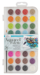 FARBY AKWARELOWE WODNE ZESTAW FARB AKWARELOWYCH AKWARELE 36 PĘDZELEK PREMIU