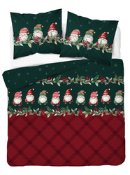 POŚCIEL ŚWIĄTECZNA ŚWIĘTA ZIELONA KRASNAL KRATA BAWEŁNA FLANELA 220X200