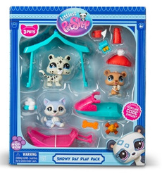 Littlest Pet Shop Snow Day Play Pack 00534 Dzień Bałwana 3 zwierzątka