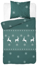 POŚCIEL ŚWIĄTECZNA ŚWIĘTA ZIELONA RENIFER FLANELA 140X200