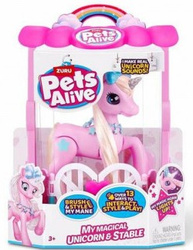 ZURU Pets Alive RÓŻOWY Interaktywny JEDNOROŻEC+Akcesoria+Mini Stajnia 3+