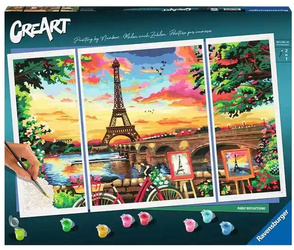 Malowanie po Numerach Paryż Panorama CreArt Zestaw Farby Pędzel 3x OBRAZ