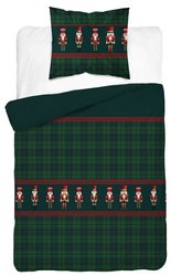 POŚCIEL ŚWIĄTECZNA ŚWIĘTA DZIADEK ŻOŁNIERZYK ZIELONA KRATA BAWEŁNA 140X200