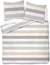 Pościel satynowa 160x200 Biała Kremowa Szara Pasy 5053A Home Satin
