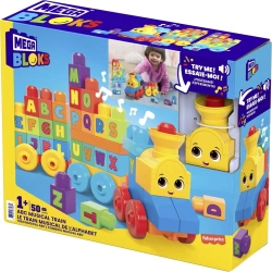 MEGA BLOKS MUZYCZNY POCIĄG Z DŹWIĘKIEM KLOCKI Z LITERKAMI DLA MALUSZKA