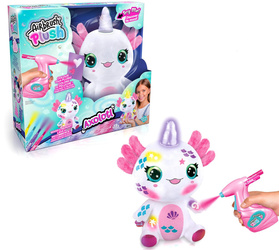 AIRBRUSH PLUSH POKOLORUJ PLUSZAKA AXOLOTL JEDNOROŻEC ŚWIECĄCY RÓG MASKOTKA