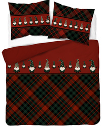 ŚWIĘTA ŚWIĄTECZNA POŚCIEL ELF ELFY CZERWONA KRATKA BAWEŁNA 160X200