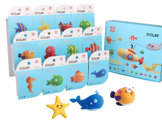 MASA PLASTYCZNA ZESTAW 12 SZTUK SUPER CLAY PIANKOLINA RYBKI OCEAN